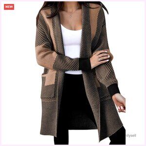 Oversized Long Sleeve Cardigan with Pockets, Knit Sweater for Fall Winter